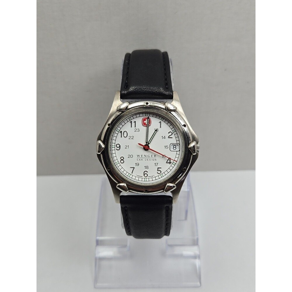 Vintage Wenger SAK Design Swiss Army Mens White Dial Watch Date 100M New Battery